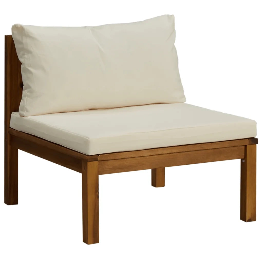 Set Divani da Giardino 9 pz con Cuscini Crema in Legno Acacia 3086945