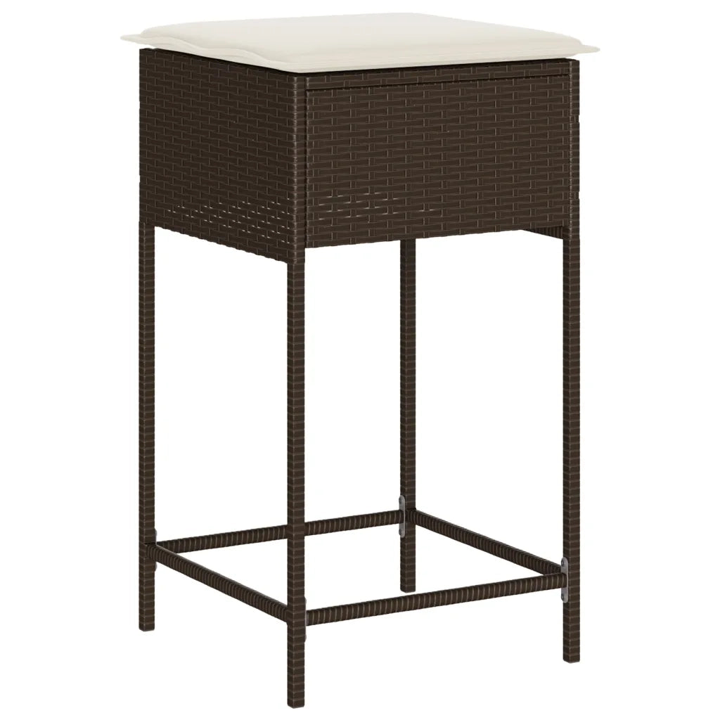 Set Bar da Giardino 9 pz con Cuscini in Polyrattan Marrone 3261512