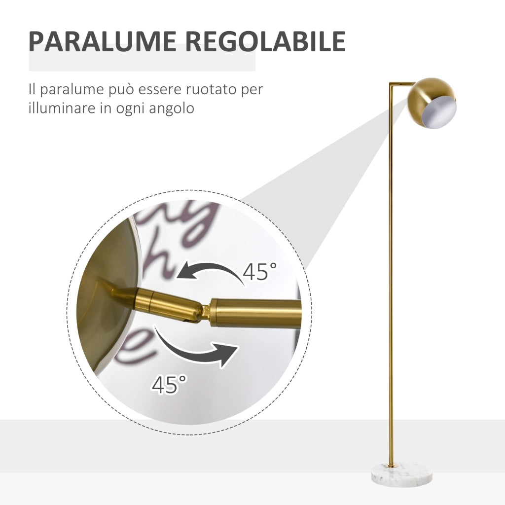 Lampada da Terra Moderna ¨C Xylo ¨C Paralume Regolabile Stile Vintage Oro E27 40W
