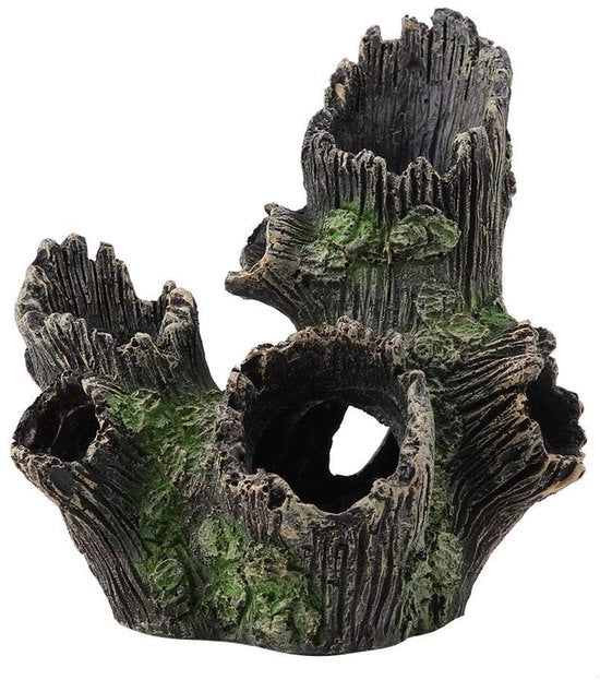 Decorazione a forma di tronco di albero in resina - 17x12x19 cm - Habitat per pesci e piante - Decorazione acquario di alta qualità