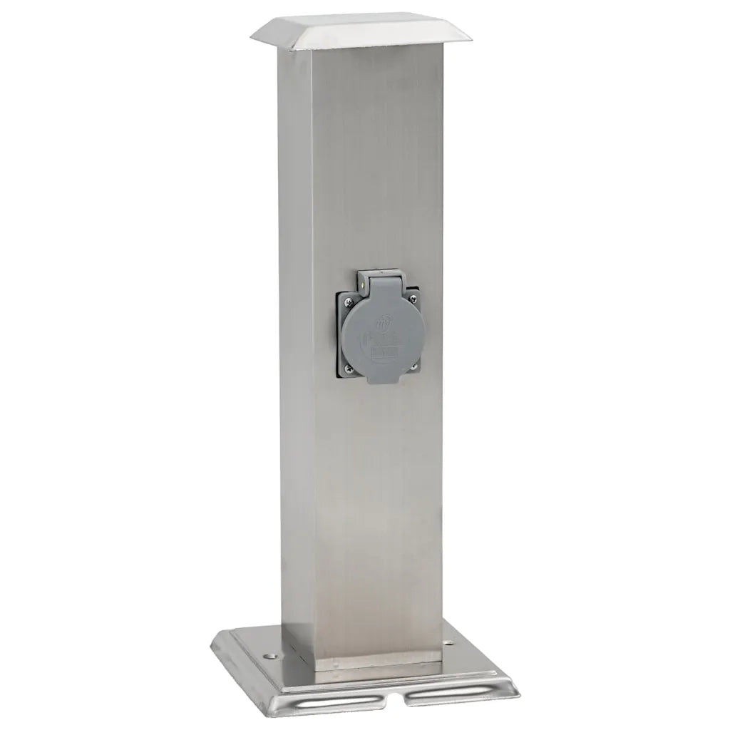 Presa Elettrica da Giardino a Pilastro Acciaio Inox con Timer  cod mxl 11668