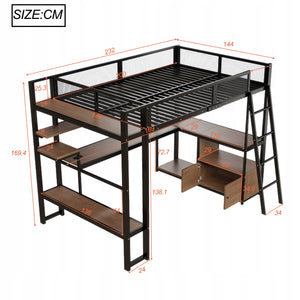 Letto da gaming con scrivania e LED - Xylo - 140x200 cm - Nero