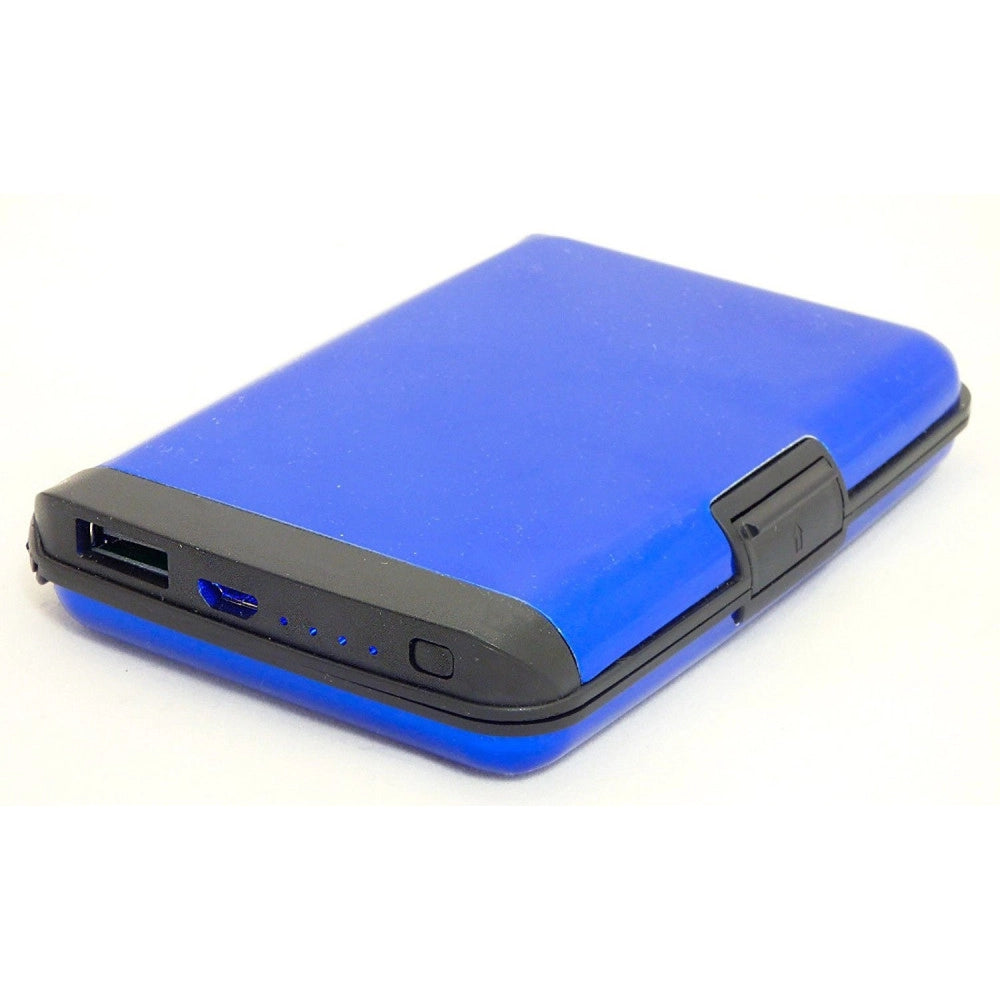 Trade Shop - Batteria Esterna Power Bank 2 In 1 Porta Carte Di Credito Tessera In Alluminio -