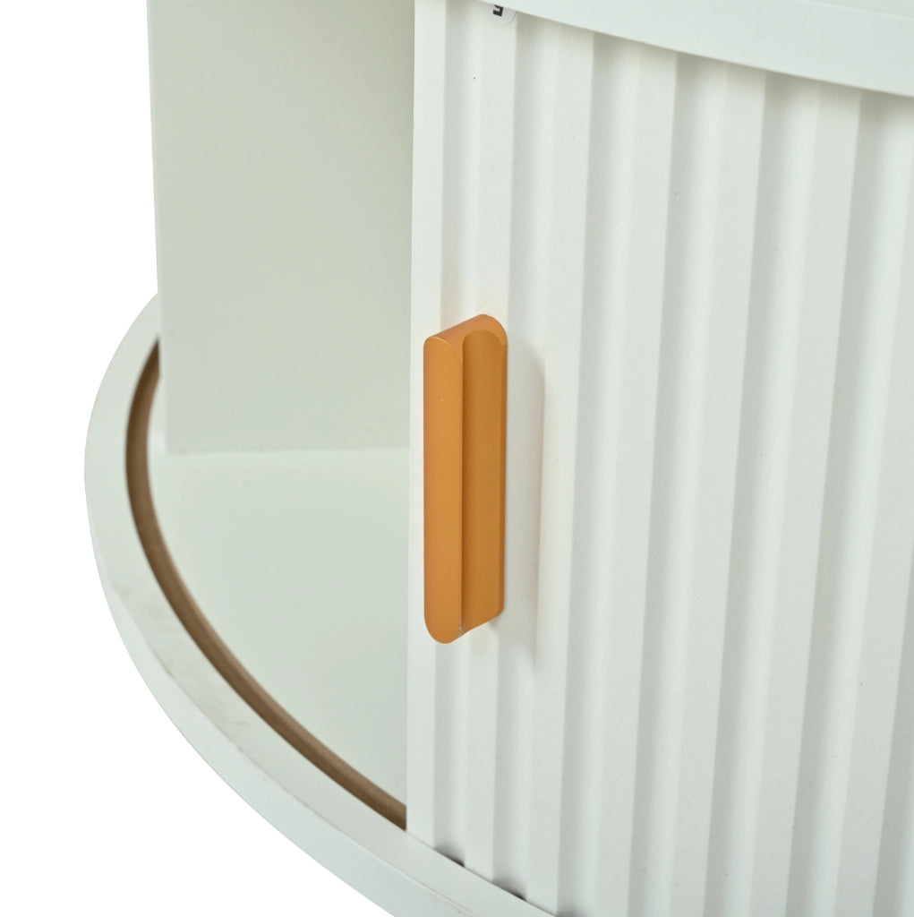 Tavolino da caffè rotondo 75 cm regolabile in altezza con LED; bianco; MDF