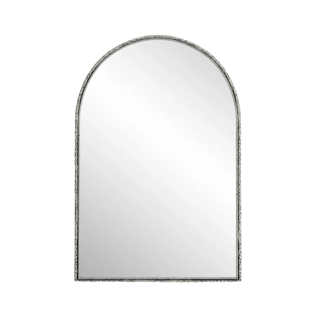 Specchio da parete ad arco 91 x 61 cm in vetro e metallo argentato