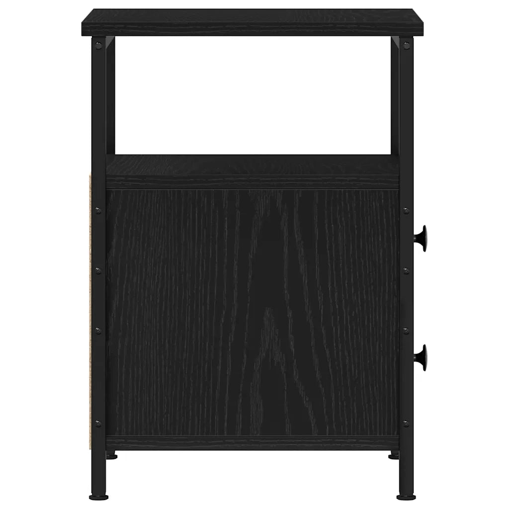 Set di 2 Comodini | Armadio da Notte | Mobiletto da notte Rovere Nero 34x35,5x50 cm Legno di Argilla