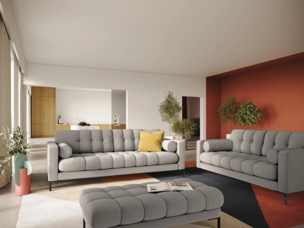 Cosmopolitan Design - Divano "Bali" 4 posti in tessuto strutturato grigio chiaro 