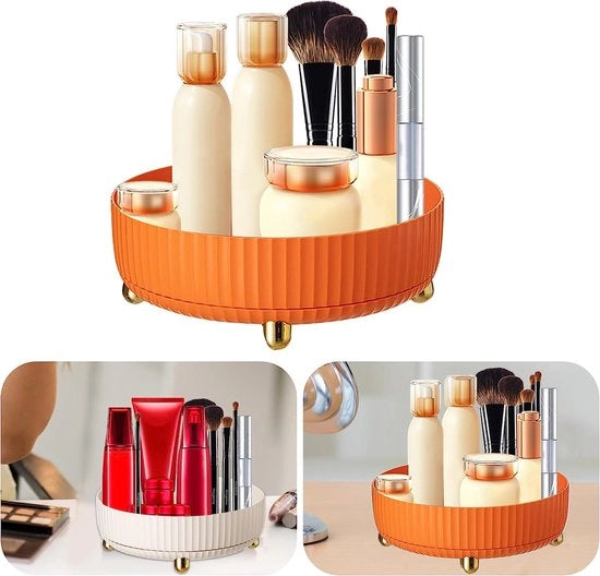 Organizzatore rotante per spezie, 360 gradi, per cucina, sala da pranzo, armadio, comodino (arancione)