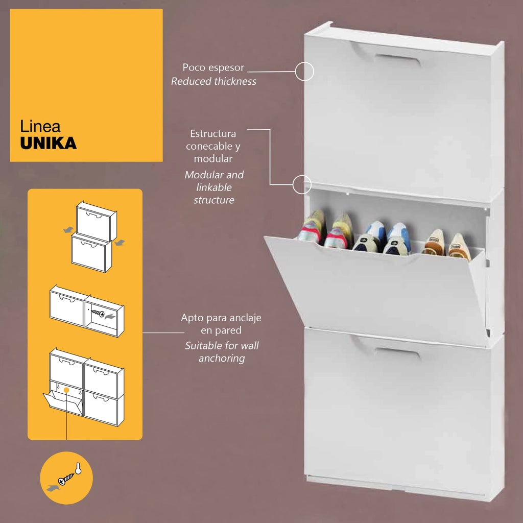 Scarpiera Modulare Unika Bianco Cm 51X17,3 H.cm 40,1