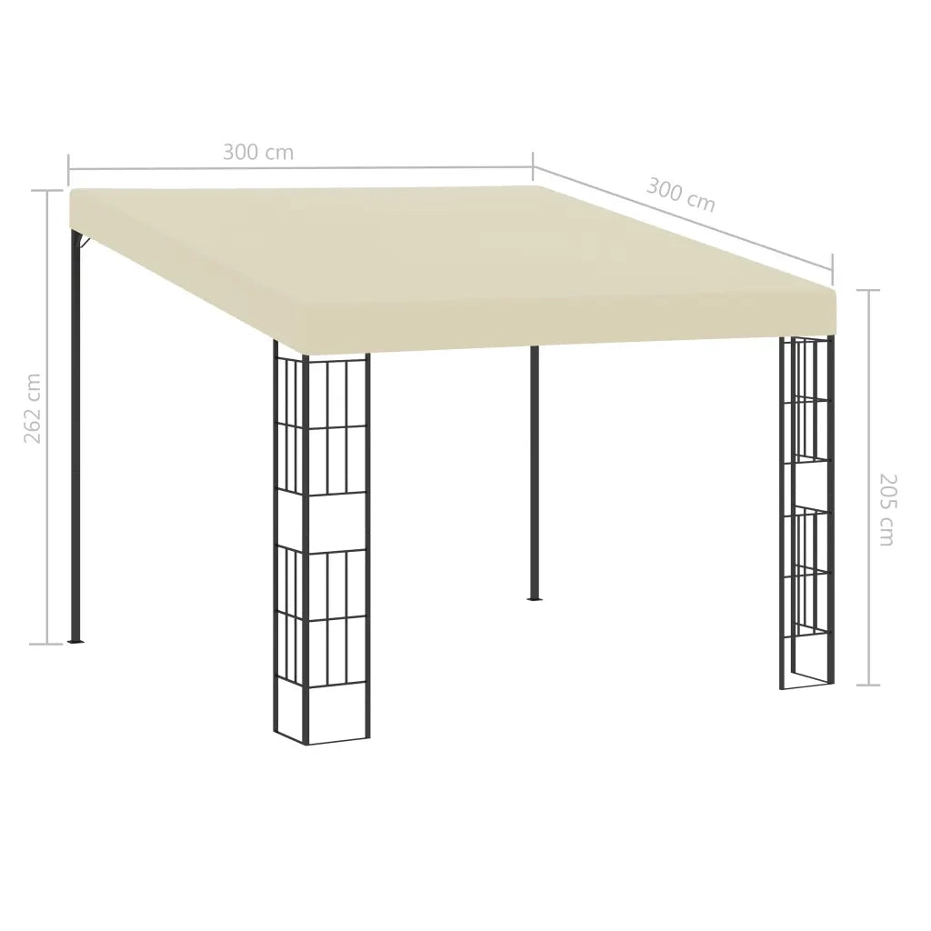 Gazebo | Pergolato a Parete 3x3 m Crema in Tessuto