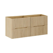 Insieme da bagno sospeso NATURA 120cm: mobile sottolavabo 60cm in legno chiaro con scanalature verticali