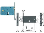 SERRATURA DA INFILARE PER FASCE CATENACCIO E SCROCCO MM.78 H 870  mm.70 interasse mm.67 (770)    OMEC