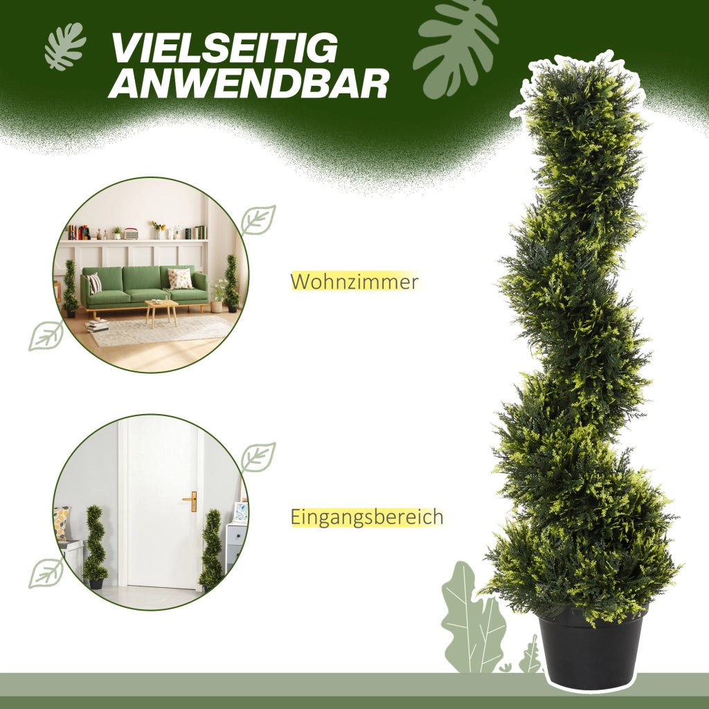 Albero di Cedro Spiralato Artificiale con Vaso ¨C zephmum ¨C Verde 90 cm