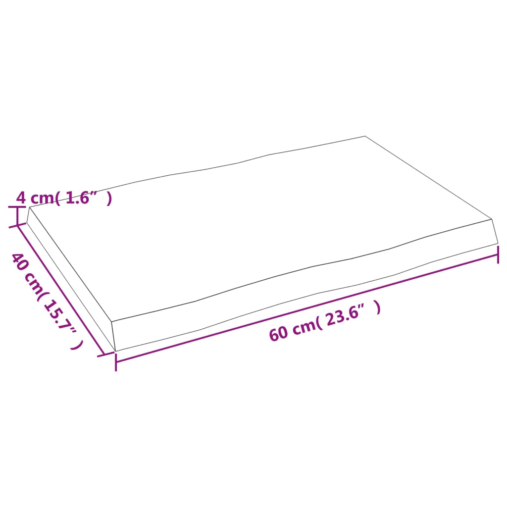 Piano Tavolo Marrone Chiaro 60x40x(2-4) cm Rovere Non Trattato 363930