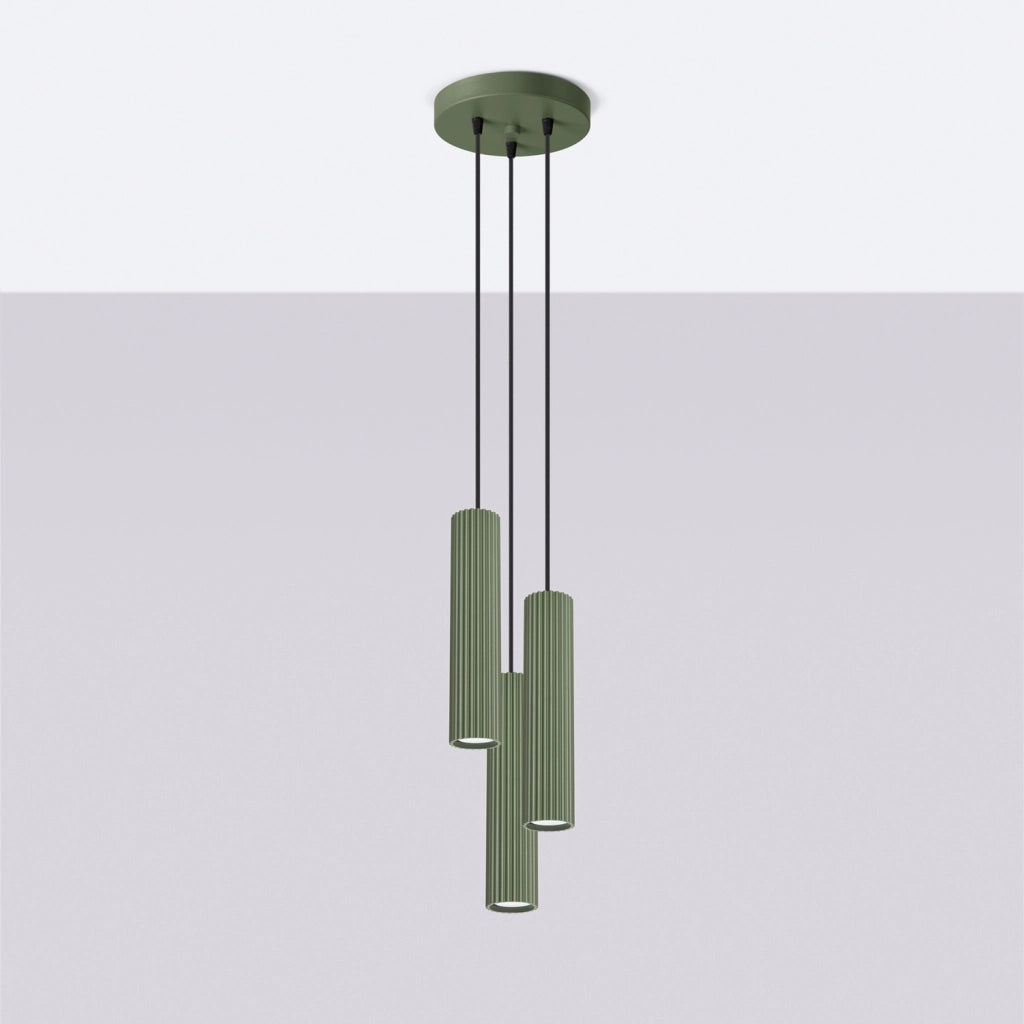 Lampada a sospensione Gravio verde oliva 3xGU10 Ø20