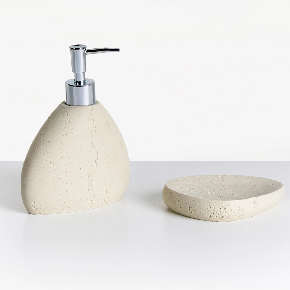 Set di accessori per il bagno Portasapone Dispenser di sapone Portaspazzolino Portaspazzolino beige chiaro