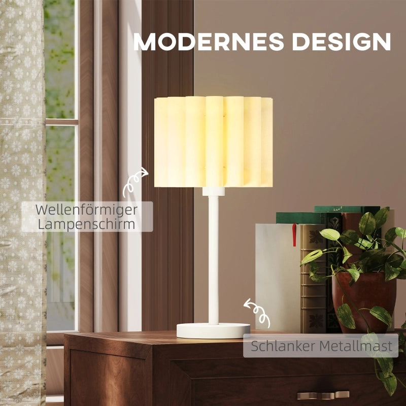 LAMPADA DA TAVOLO con interruttore a pulsante, Ø25 x 48,5 cm, plastica bianca
