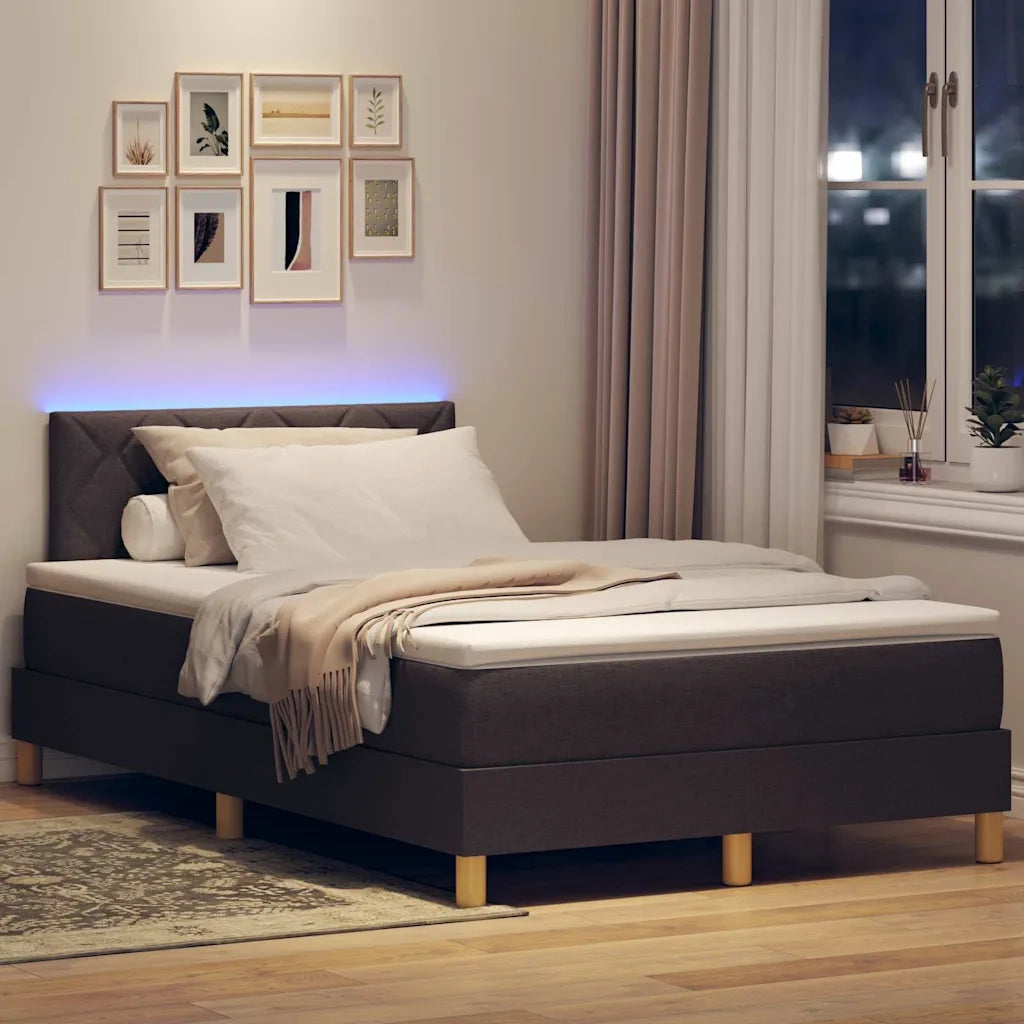 Letto a Sorgente LED Marrone Scuro 120 x 200 cm Tessuto 3342509