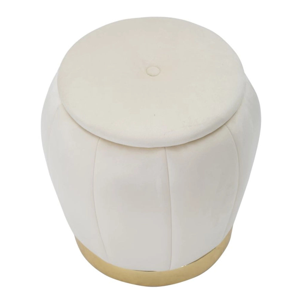 Pouf contenitore Paris crema e gold in velluto – O 43 x H 43 cm
