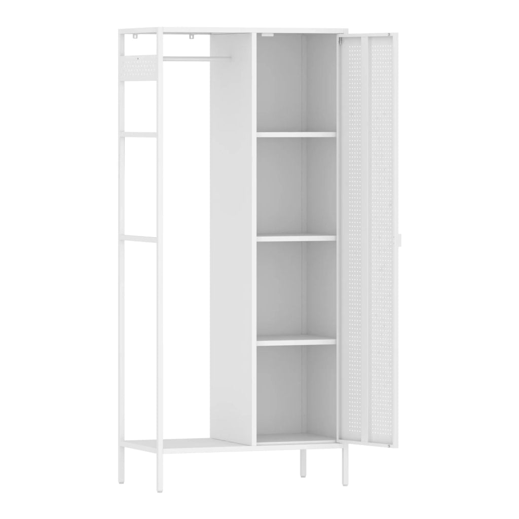 Mobiletto/scaffale per camera da letto 180 x 80 x 45 cm con 4 ripiani acciaio bianco 03_0008876