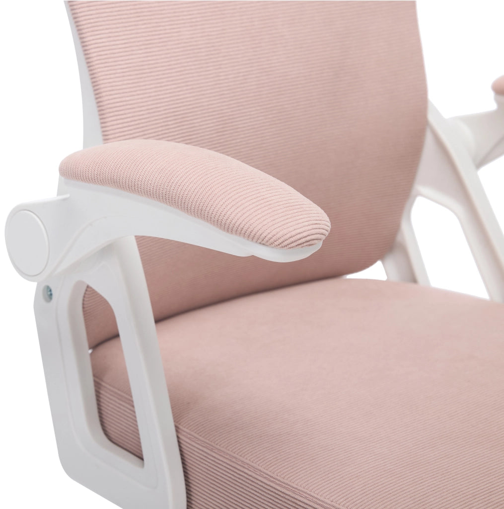Sedia da ufficio ergonomica rosa con schienale in rete