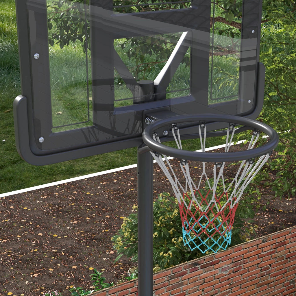 Canestro da basket 2 in 1 con altezza regolabile, base riempibile e ruote, per esterni e piscina, nero