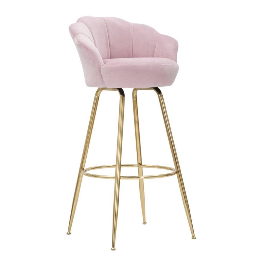 Sgabello da bar Vienna rosa e gold in velluto – H 110 cm
