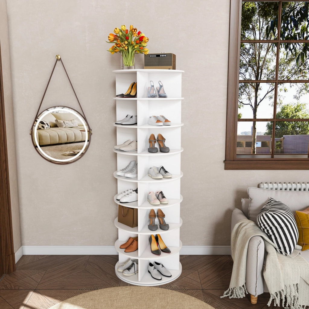 SCARPIERA GIREVOLE 8 LIVELLI 60x60x184 cm Bianco PVC