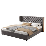 Letti contenitori 180x200 cm con contenitore idraulico; velluto; grigio (Senza materasso)