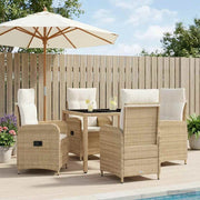 Set da pranzo per esterni 5 pz Beige e Bianco Crema polyrattan 3422337