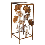 Tavolino angolare in metallo dorato 35x33x76h