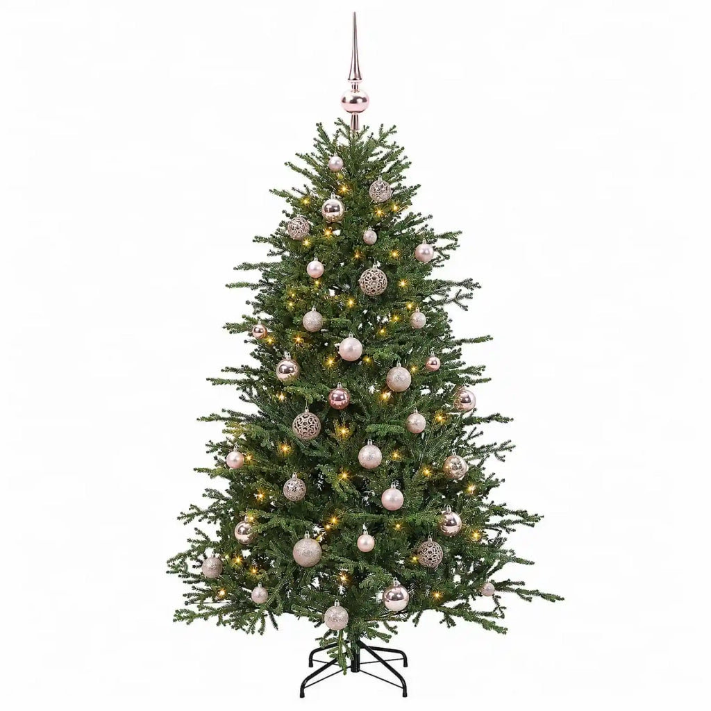 Albero di Natale artificiale con palline 120 cm 150 LED 3465785