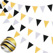 Velinea di Banderine 52 pezzi - Linea di Banderine idrorepellente in Poliester - Decorazione per Feste riutilizzabile - Ghiaccio/Nero/Argento - Dimensione perfetta 22x16 cm