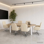 Sedie da scrivania girevoli 6 pz 54 x 58 x 90 cm Crema Tessuto 3428317