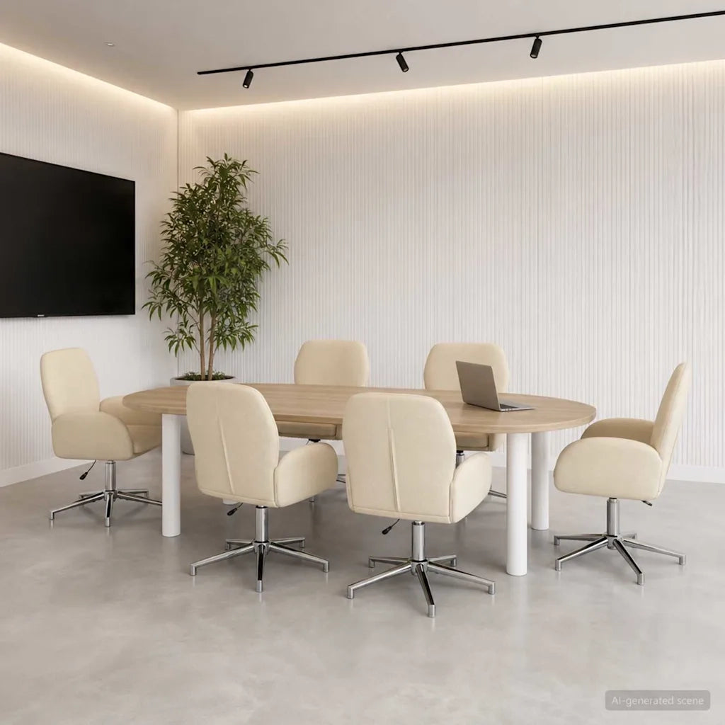 Sedie da scrivania girevoli 6 pz 54 x 58 x 90 cm Crema Tessuto 3428317
