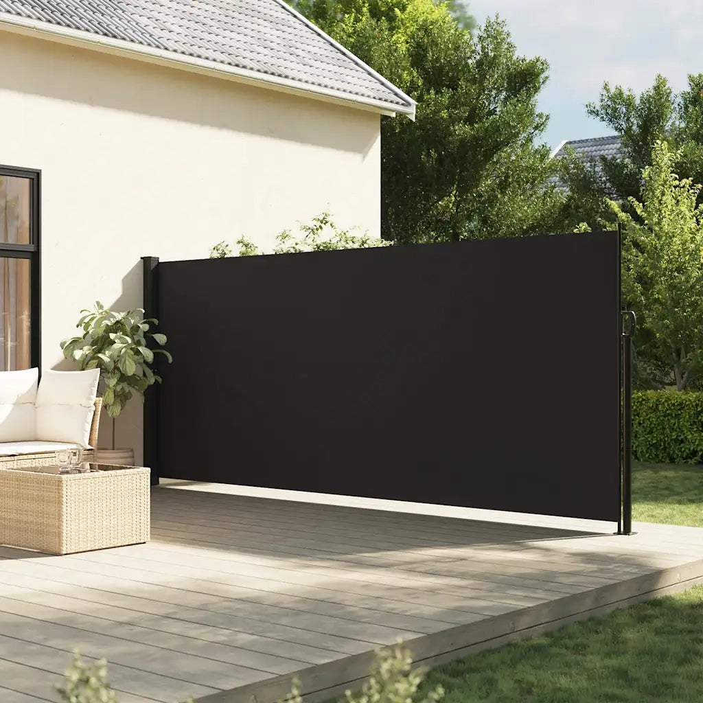 Tenda da Sole Laterale Retrattile-Tenda parasole per balcone per giardino Nera 180x300 cm