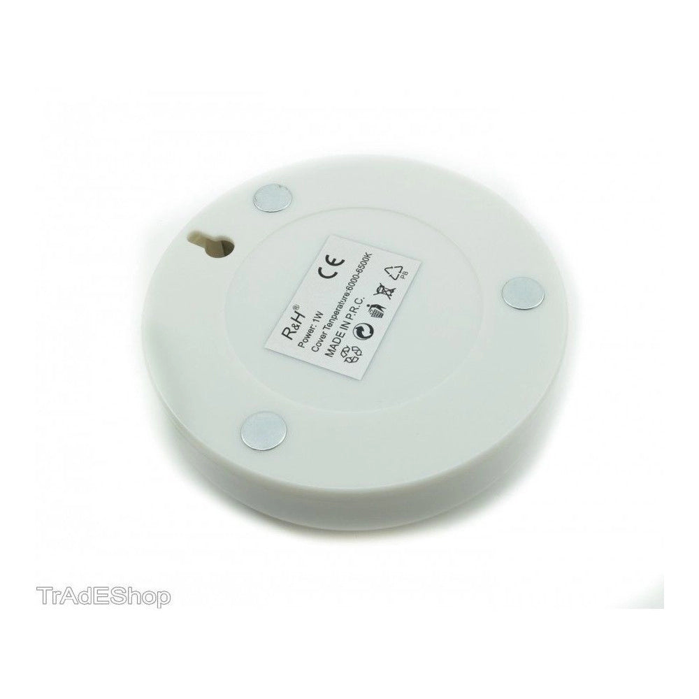 Trade Shop - Faretto Led 1w Luce Bianca Fredda 5 Led Armadio Sensore Movimento Calamitata -