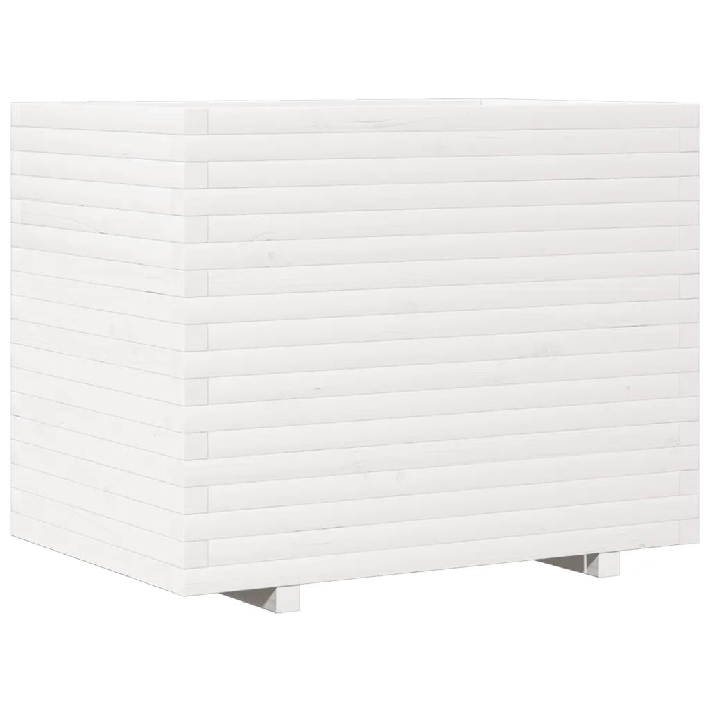 Fioriera da Giardino Bianca 90x60x72,5cm Legno Massello di Pino