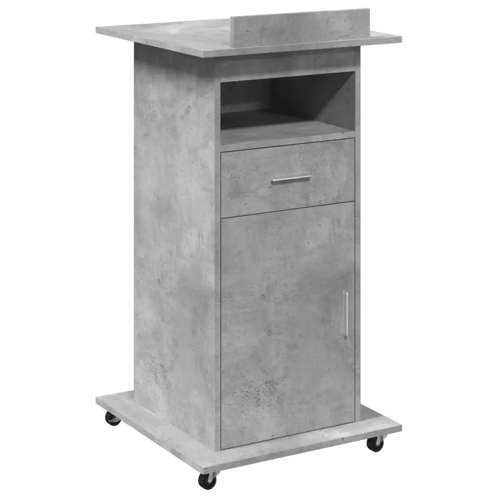 Leggio con Ruote e Cassetto Grigio 55x55x107 cm in Multistrato 848027