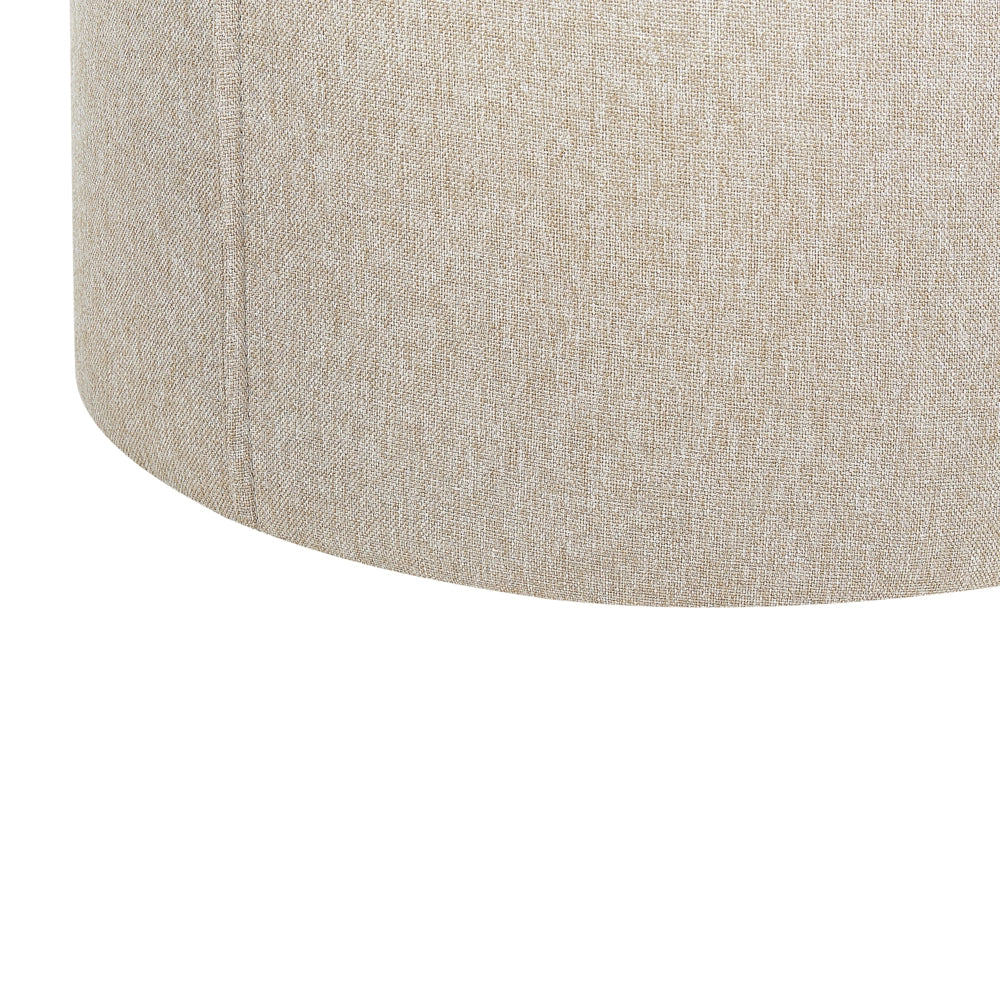 Pouf poggiapiedi stile moderno rotondo in tessuto di lino beige soggiorno camera da letto