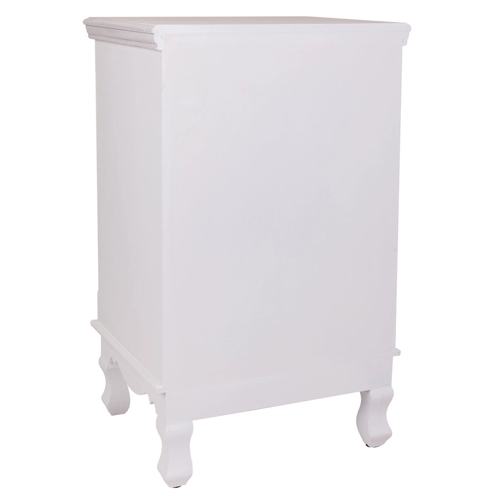 Comodino in legno con 3 cassetti bianchi 41x33,5x68.