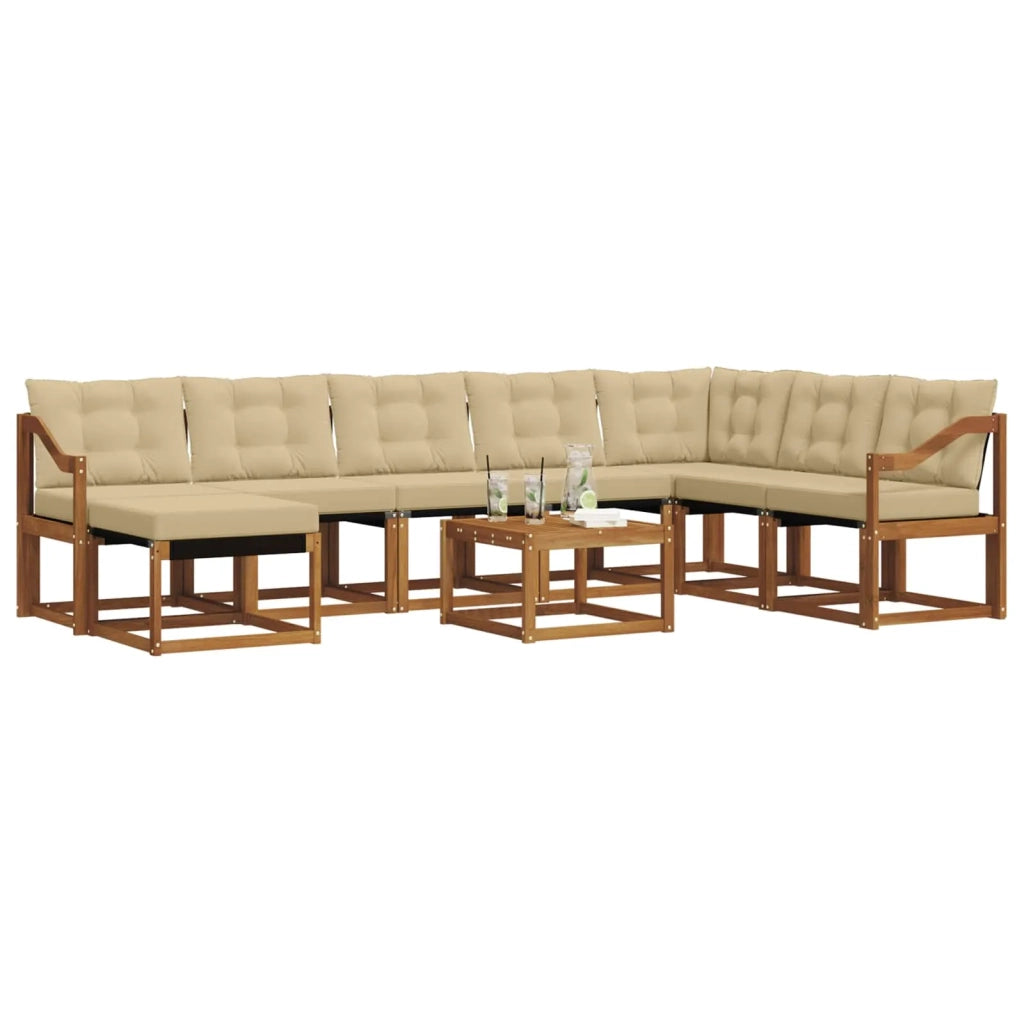 Set di divani da esterno con cuscino 9 pcs Naturale e Beige