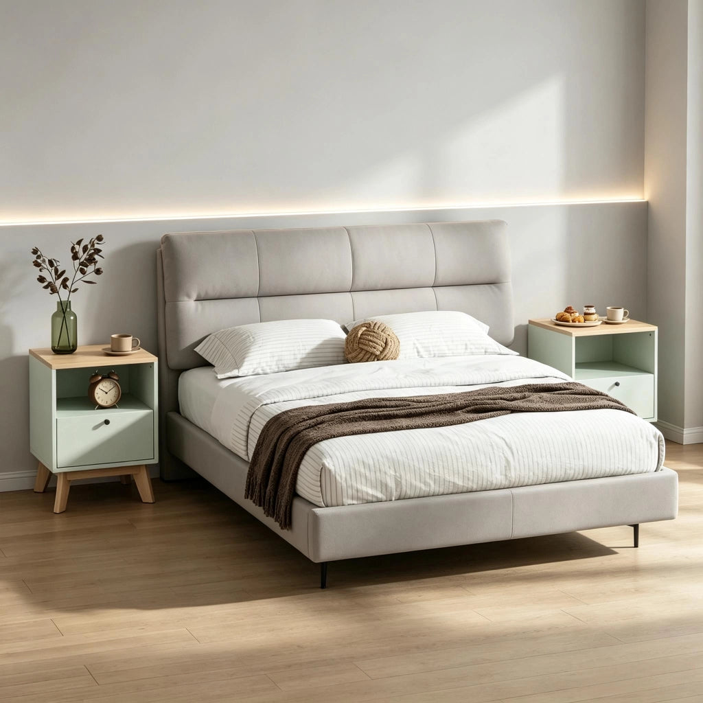 COMODINI Set da 2 pezzi con cassetto e vano aperto 40x40x55 cm MDF Verde Chiaro