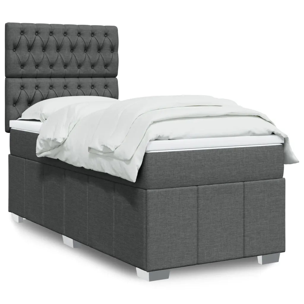 vidaXL Giroletto a Molle con Materasso Grigio Scuro 90x190 cm Tessuto