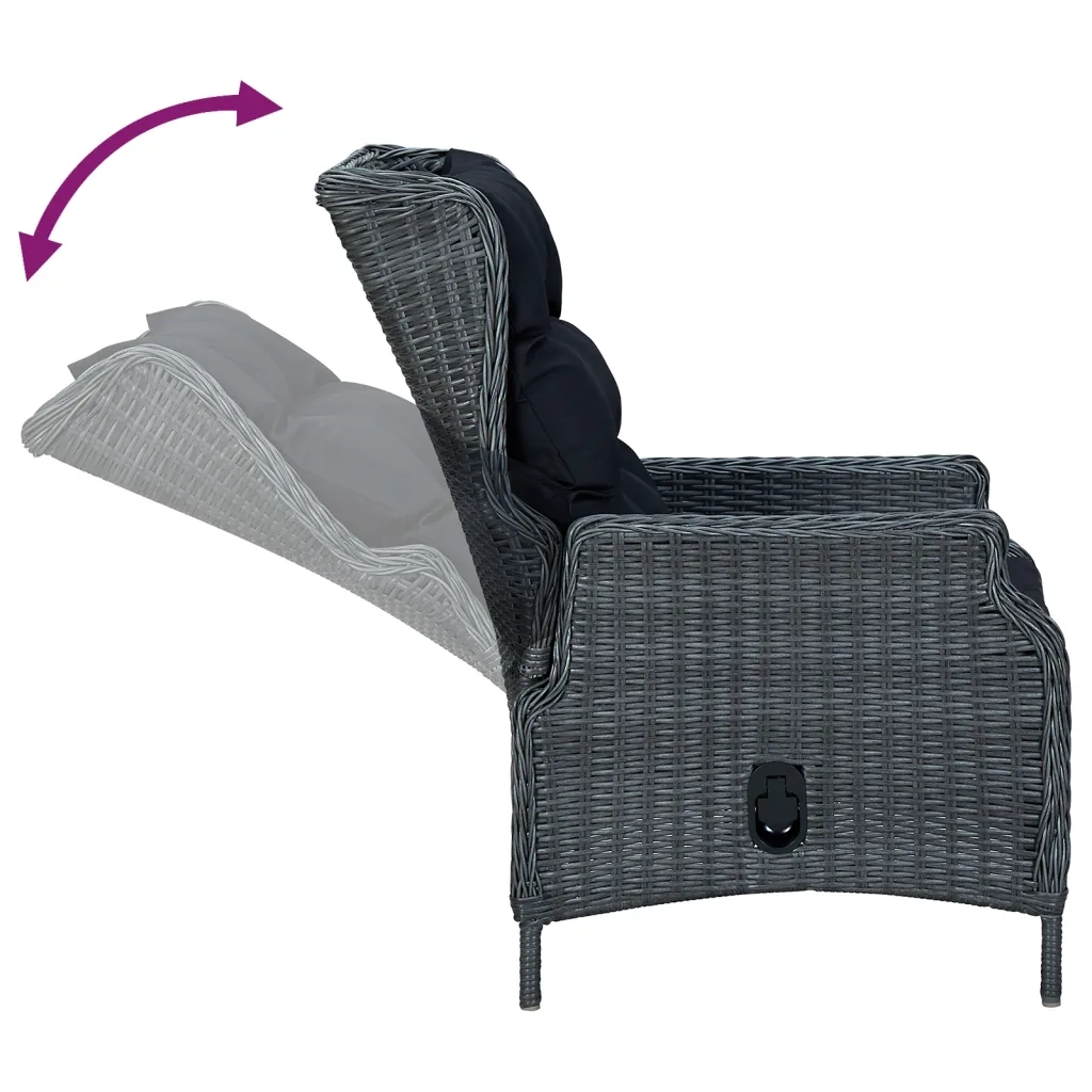 Set da Pranzo da Giardino 7 pz Grigio Scuro in Polyrattan 3156803
