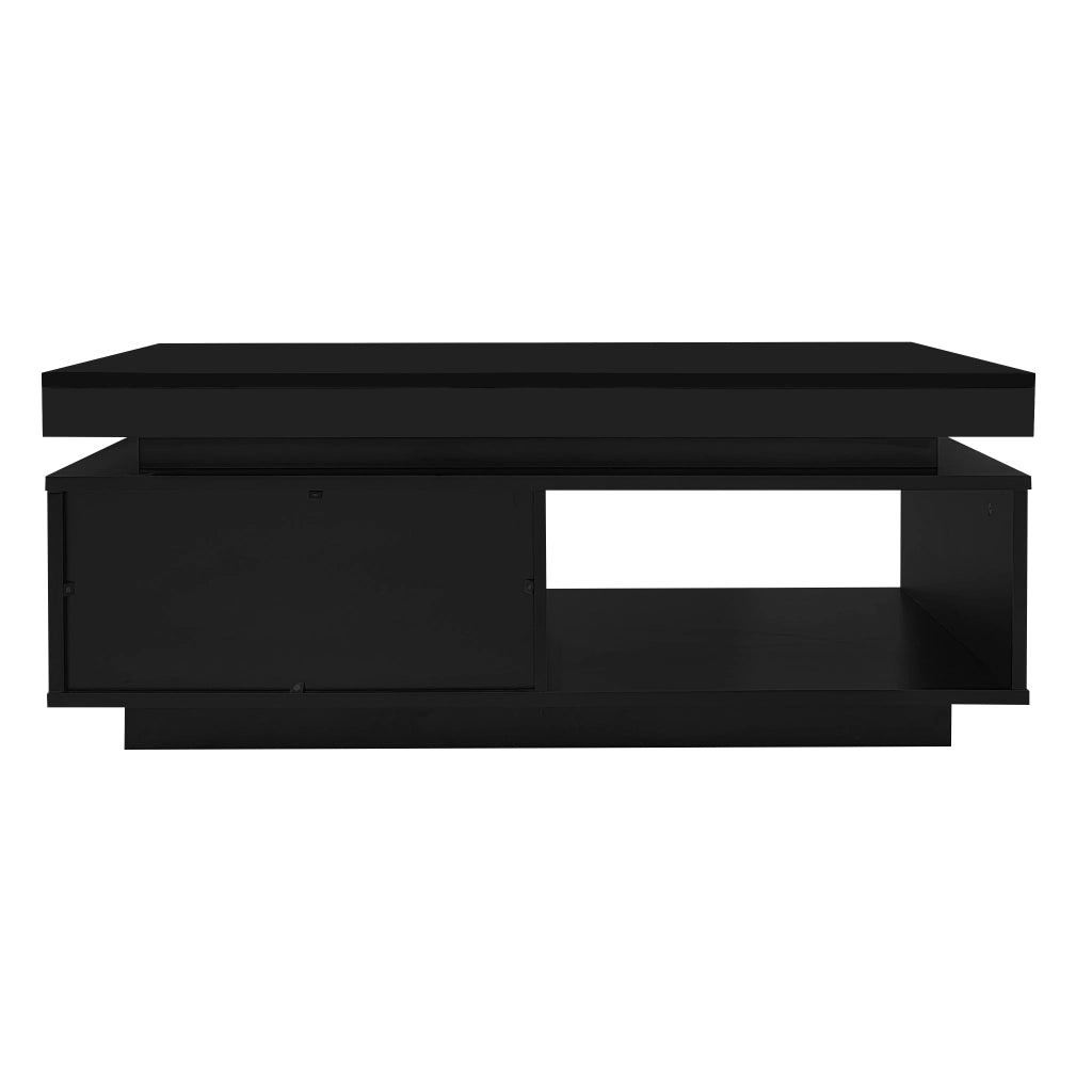 TAVOLINO DA CAFFÈ 100x50x40,3 cm Nero Lucido con LED e cassetto