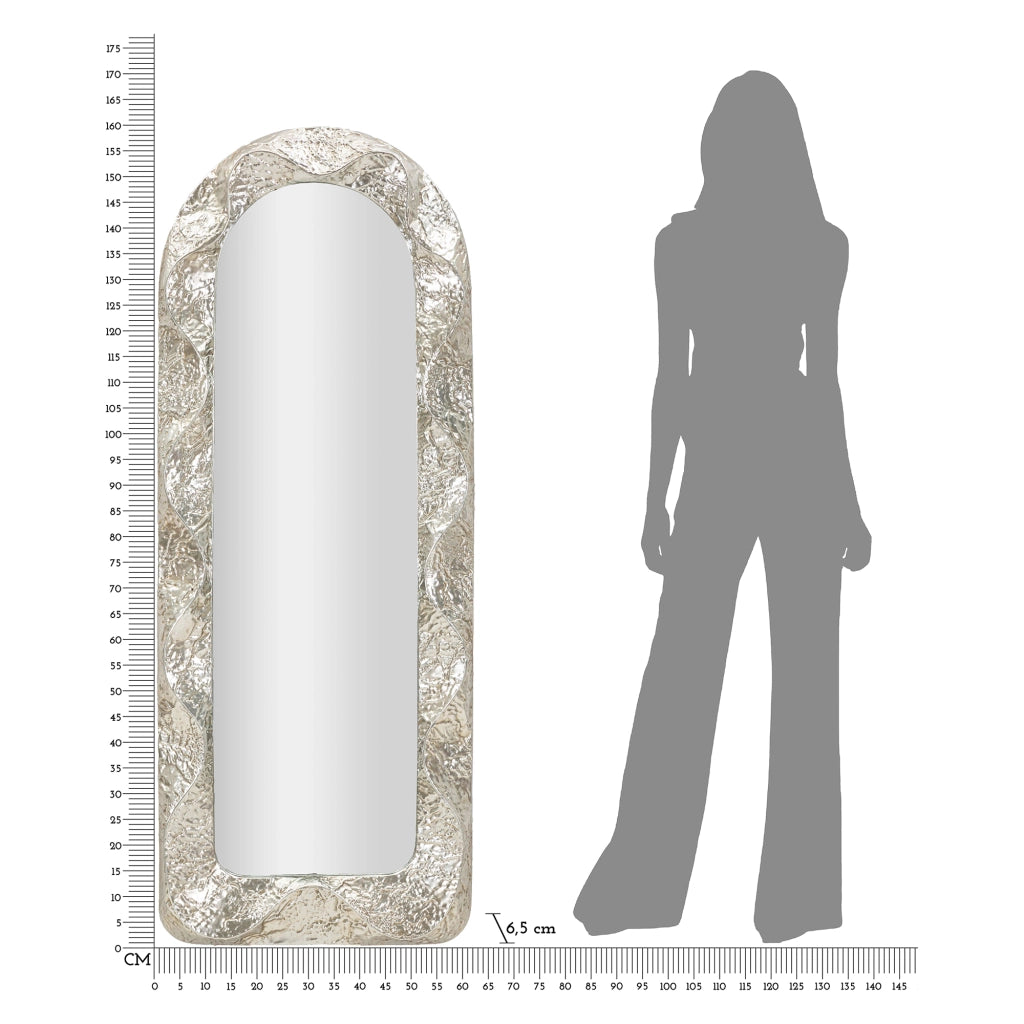 Dadava, Specchio Cornice Effetto Materico, 61x160h cm Argento