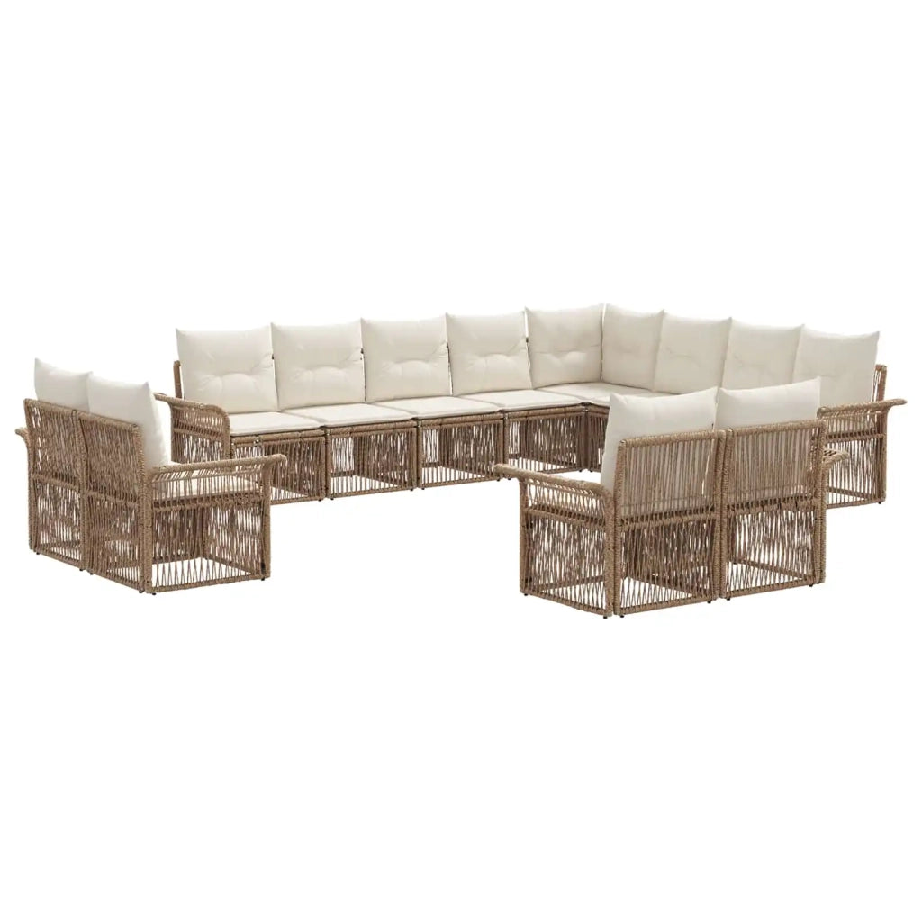 Set Divano da Giardino 12 pcs Beige e Bianco Crema polyrattan 3435006