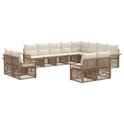 Set Divano da Giardino 12 pcs Beige e Bianco Crema polyrattan 3435006