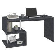 Atemis, Scrivania 2 Ripiani Made in Italy, 140x60x78h cm Grigio Ardesia